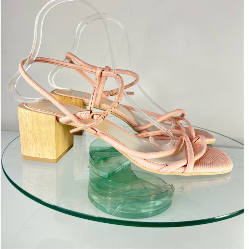 Dolce Vita Zayla Strappy Block Heel Sandals Pink square toe Leather